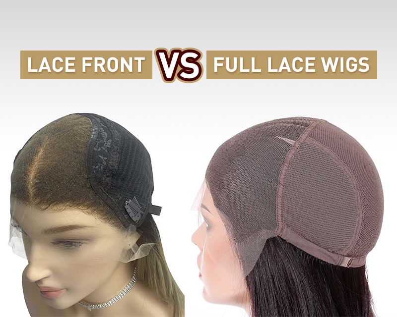 A comparison of lace front wigs and full lace wigs.