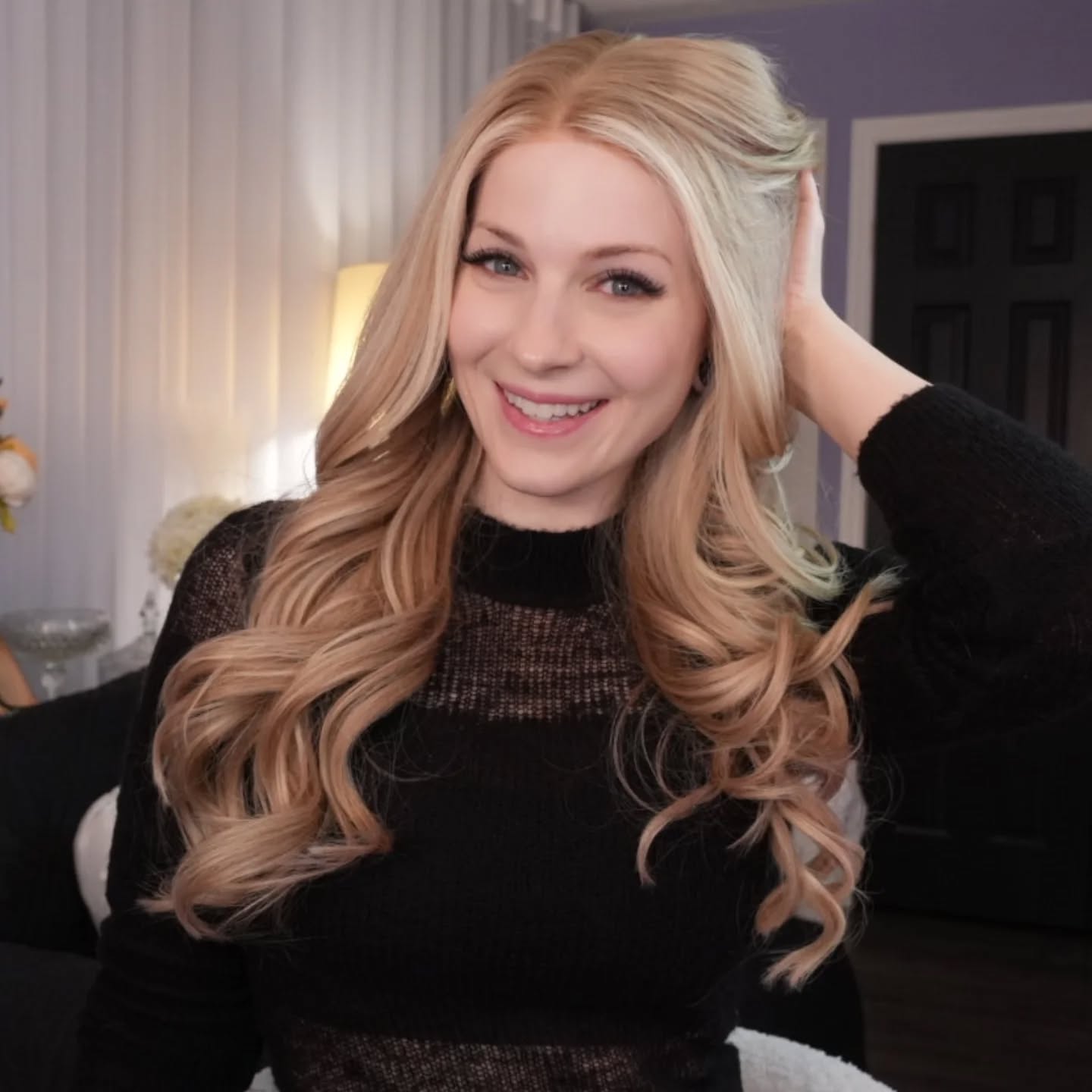 An illustration of a woman wearing a lace front wig.
